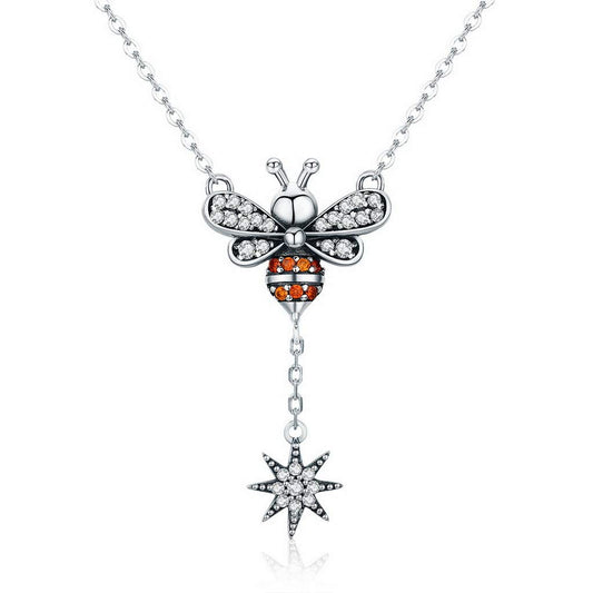 PAHALA 925 Sterling Silver Cute Fashion Bee Crystals Pendant Necklace