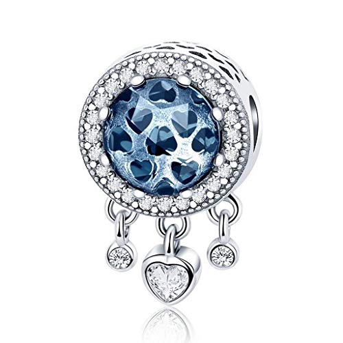 PAHALA 925 Strling Silver Heart Radiant Crystal Dangle Charms
