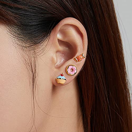 PAHALA 925 Sterling Silver Summer Dessert Ice cream Cup Cake Candy Donut Popsicle Stud Earrings