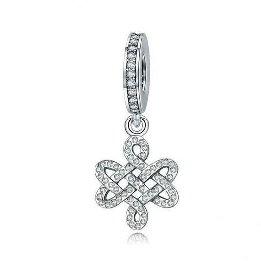 PAHALA 925 Sterling Silver Sparking Knot with Crystals Charms Beads