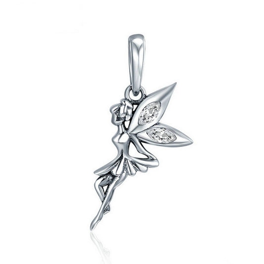PAHALA 925 Sterling Silver Flower Fairy Dangle Pendant Charm Bead