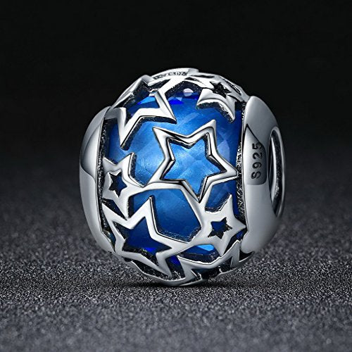 PAHALA 4 Styles 925 Sterling Silver Shimmering Star with Crystal Beads Charms