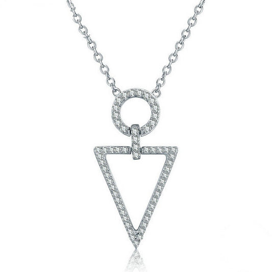 PAHALA 925 Sterling Silver Luxuriant Geometric with Crystals Pendant Necklace