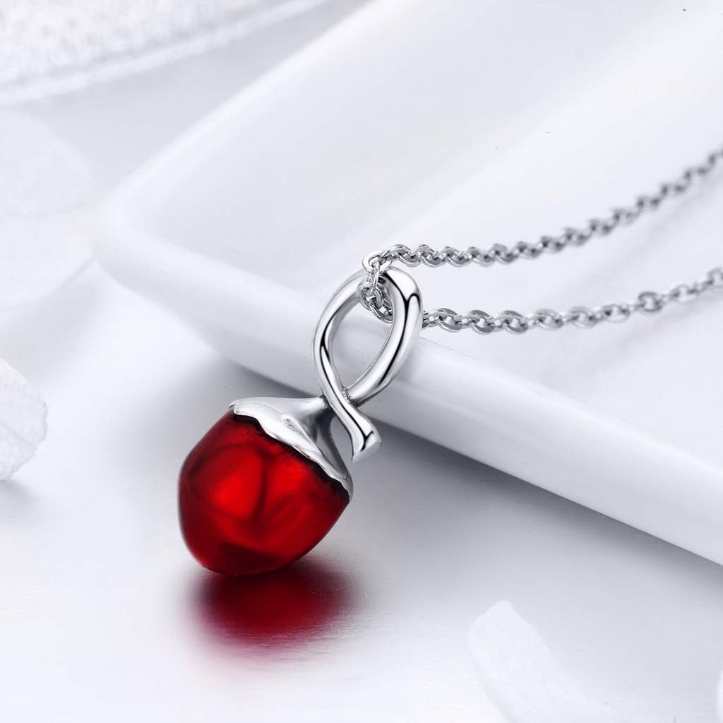 PAHALA 925 Sterling Silver Summer Red Fruit Pendant Necklace