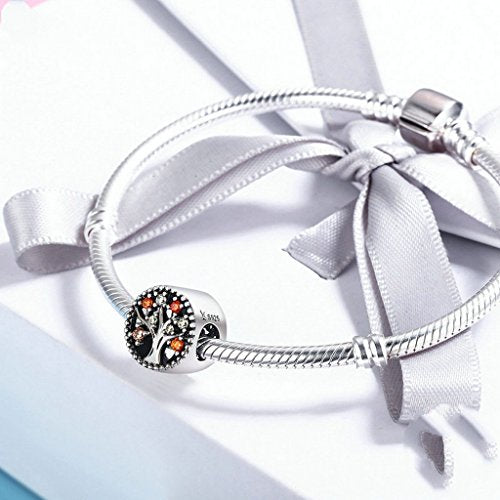 PAHALA 4 Styles 925 Sterling Silver Colorful Tree Beads Charms Fit Bracelets