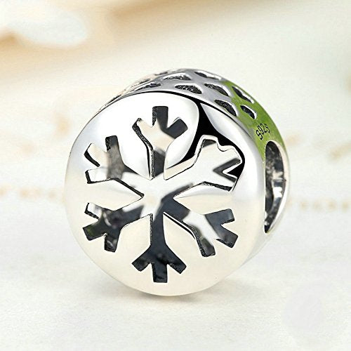 PAHALA 925 Strling Silver Snowflake Charm Bead Fit Bracelet