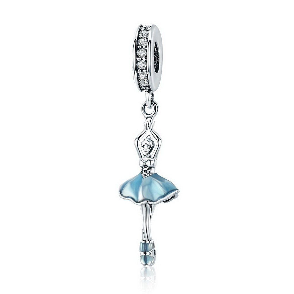 PAHALA 925 Sterling Silver Ballet Girl with Crystals Pendant Charm Bead