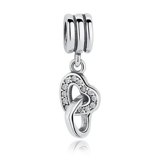 PAHALA 925 Strling Silver Romantic Heart Love Rose Charms Pendant Fit Bracelets Necklace