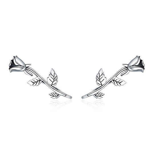 PAHALA 925 Sterling Silver Rose Flower Stud Earrings