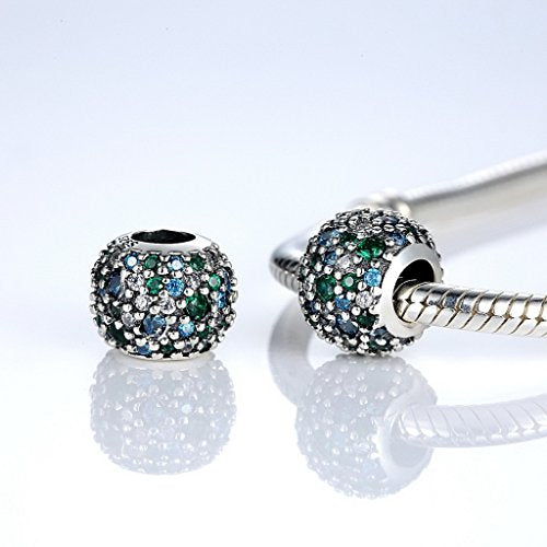 PAHALA 925 Strling Silver Mixed Colorful Crystals Bead Charm