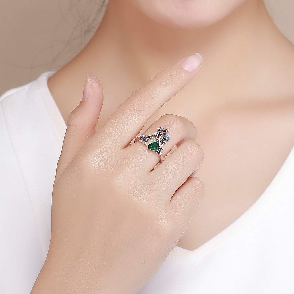 PAHALA 925 Strling Silver Butterfly Spring Garden Crystals Finger Weeding Party Ring