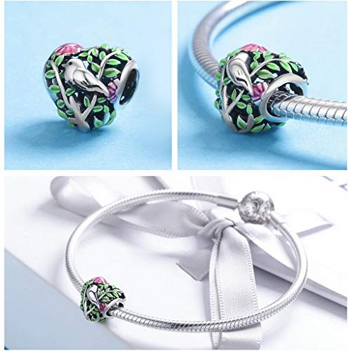 PAHALA 925 Strling Silver Bird in The Woods Enamel Charms