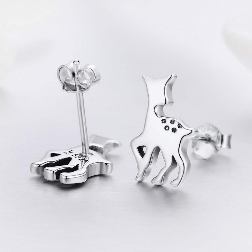 PAHALA 925 Sterling Silver Elf Deer Crystals Stud Earrings