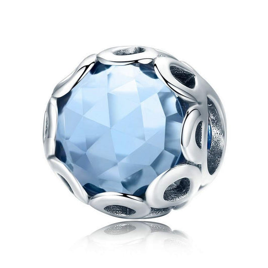 PAHALA 925 Strling Silver Infinity Blue Crystal Charm Bead