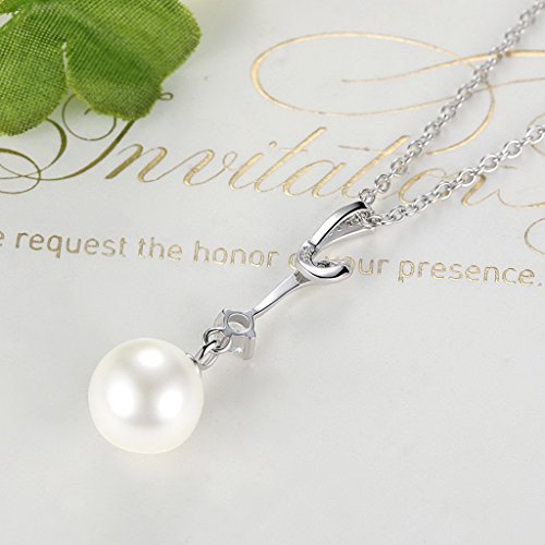 PAHALA 925 Sterling Silver Pearl with Crystals Pendant Necklace