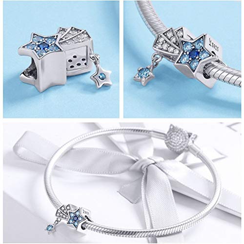 PAHALA 925 Strling Silver Blue Crystal Shimmering Sky Star Charms Beads
