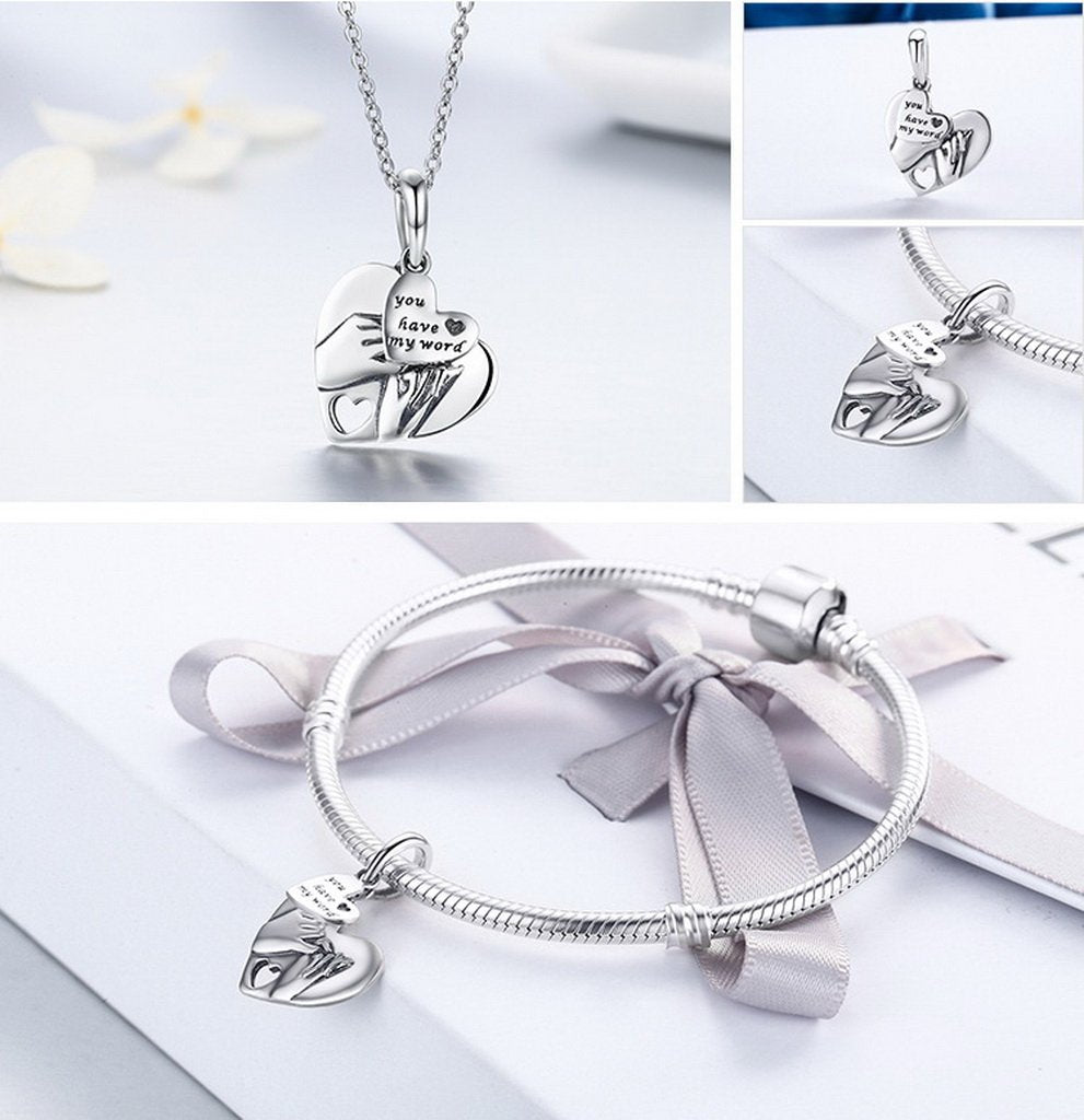 PAHALA 925 Sterling Silver You Have My Word Promised Charms Beads
