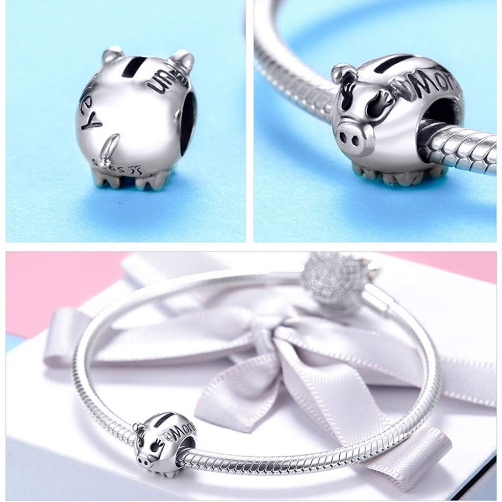 PAHALA 925 Strling Silver Pig Charms Piggy Beads Crystals Charms