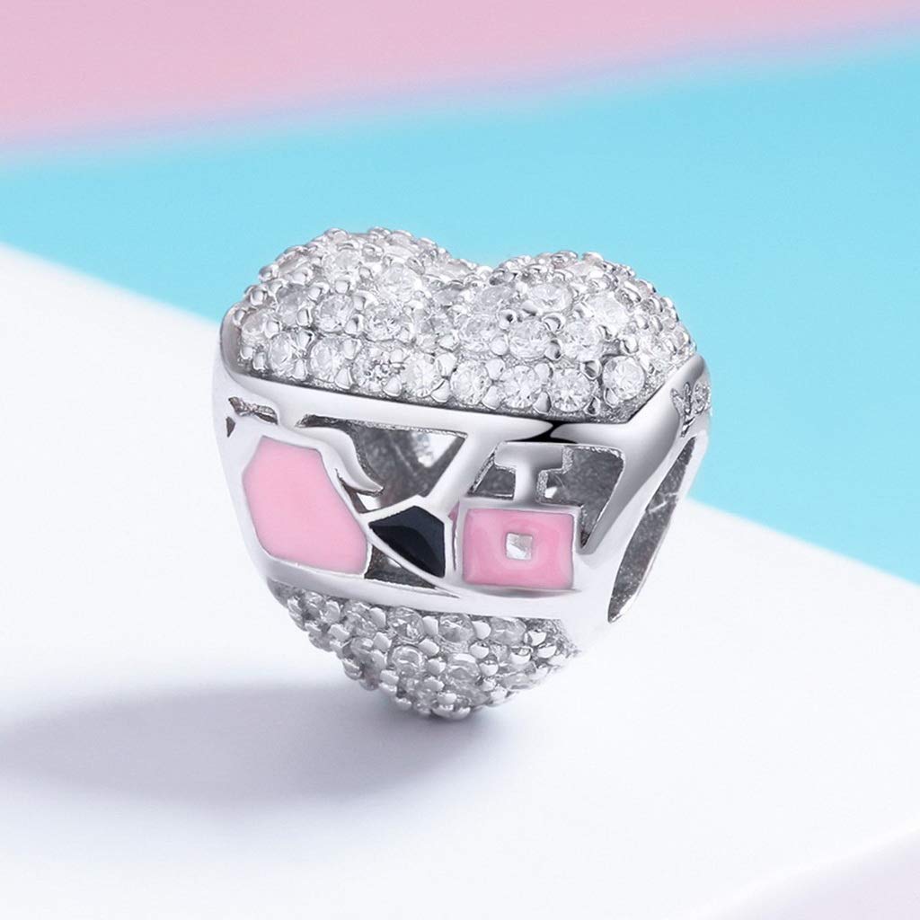 PAHALA 925 Strling Silver Cosmetic in Heart Crystal Charms