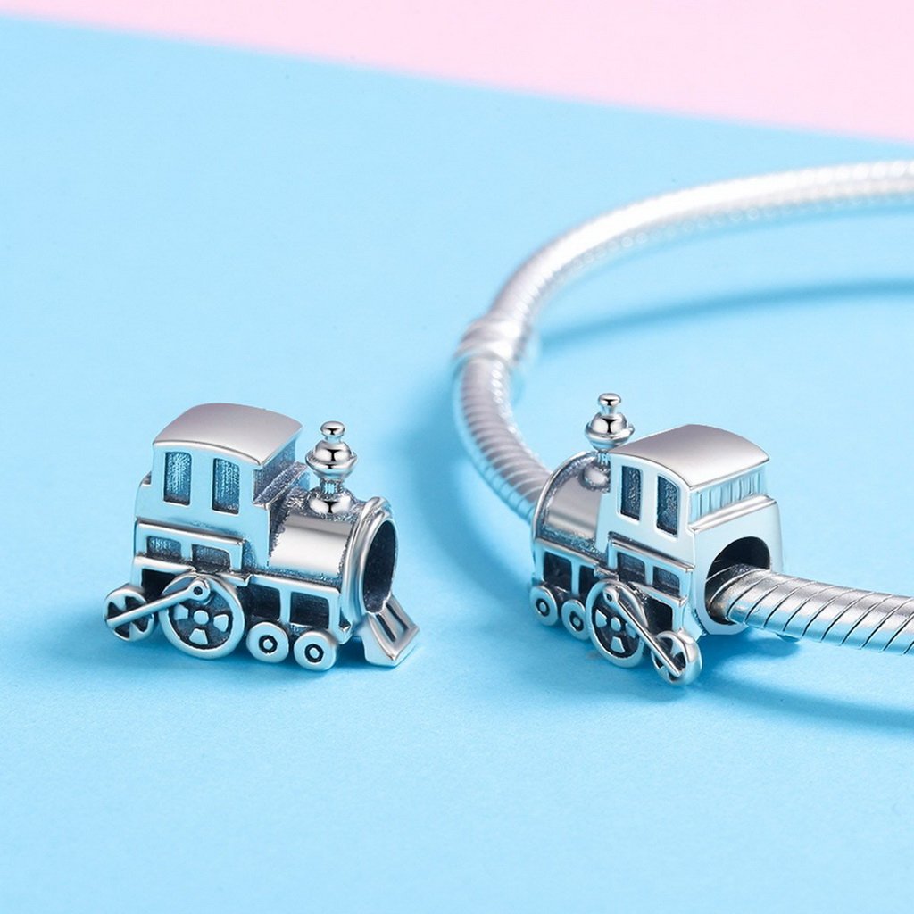 PAHALA 925 Sterling Silver Locomotive Train Charm Bead