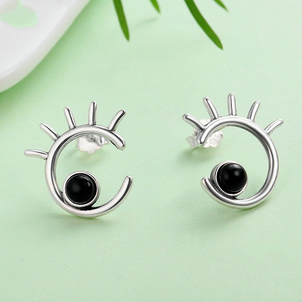 PAHALA 925 Sterling Silver Cute Big Eye Party Wedding Stud Earrings