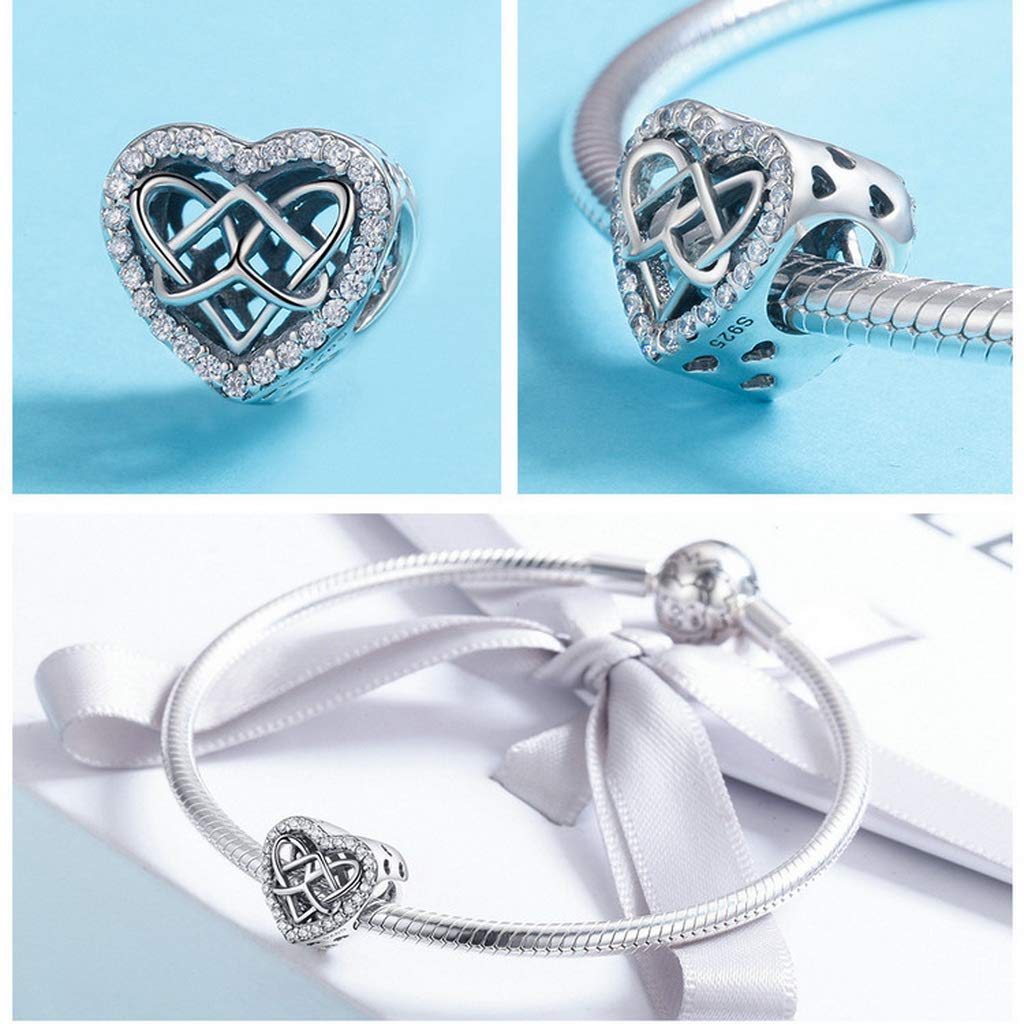 PAHALA 925 Strling Silver Connected Love Crystal Charms