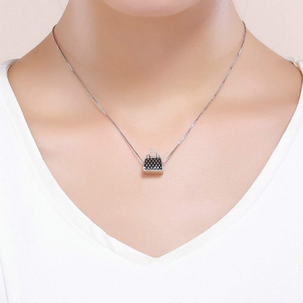 PAHALA 925 Strling Silver Handbag Black Enamel Charm Bead