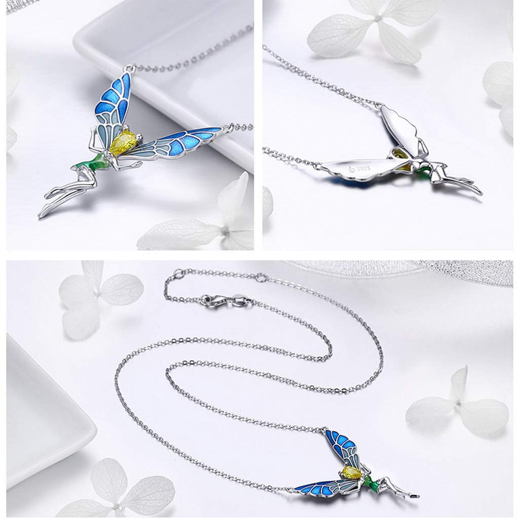 PAHALA 925 Sterling Silver Lovely Fairy Crystal Pendant Necklace