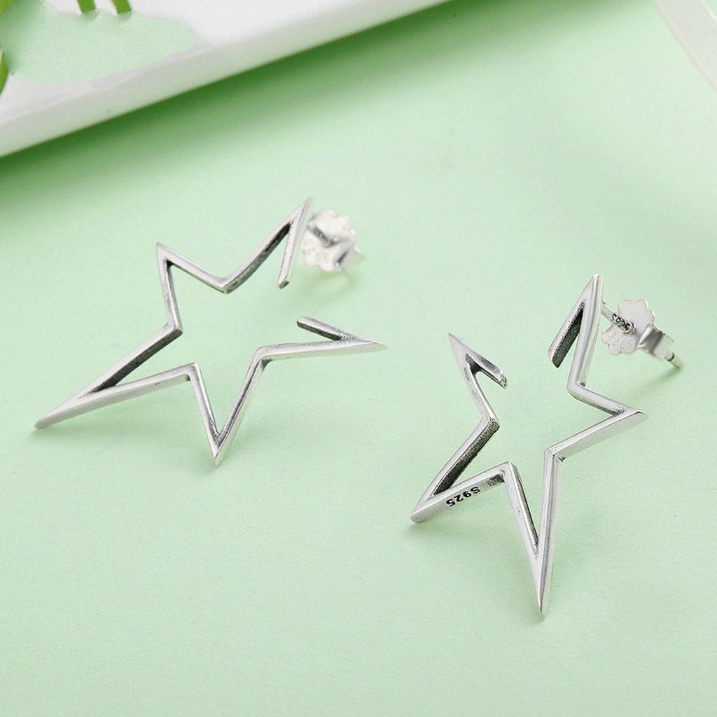 PAHALA 925 Sterling Silver Super Star Party Wedding Stud Earrings