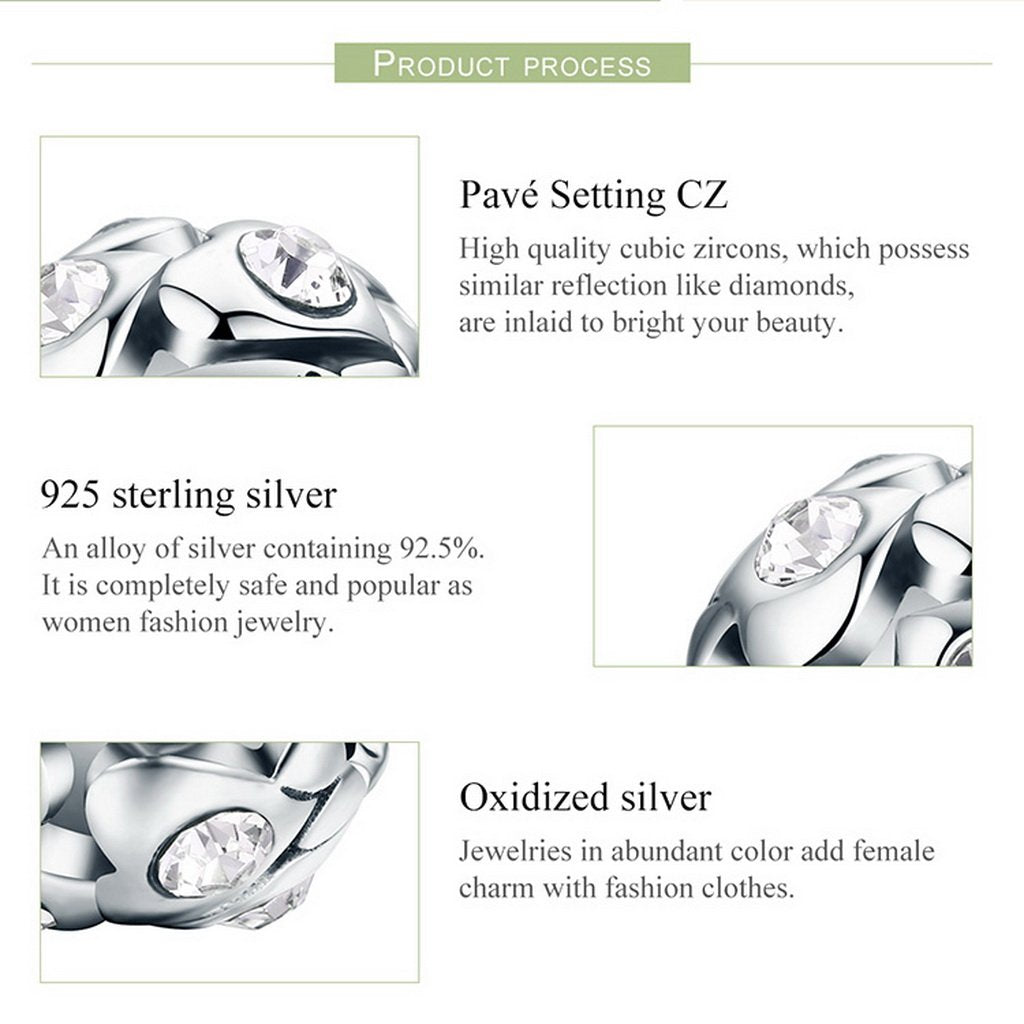 PAHALA 925 Sterling Silver Heart Luminous Charm Bead