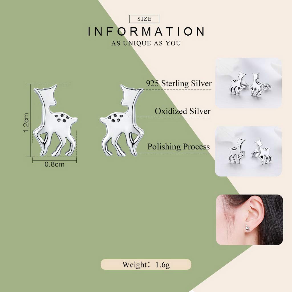 PAHALA 925 Sterling Silver Elf Deer Crystals Stud Earrings