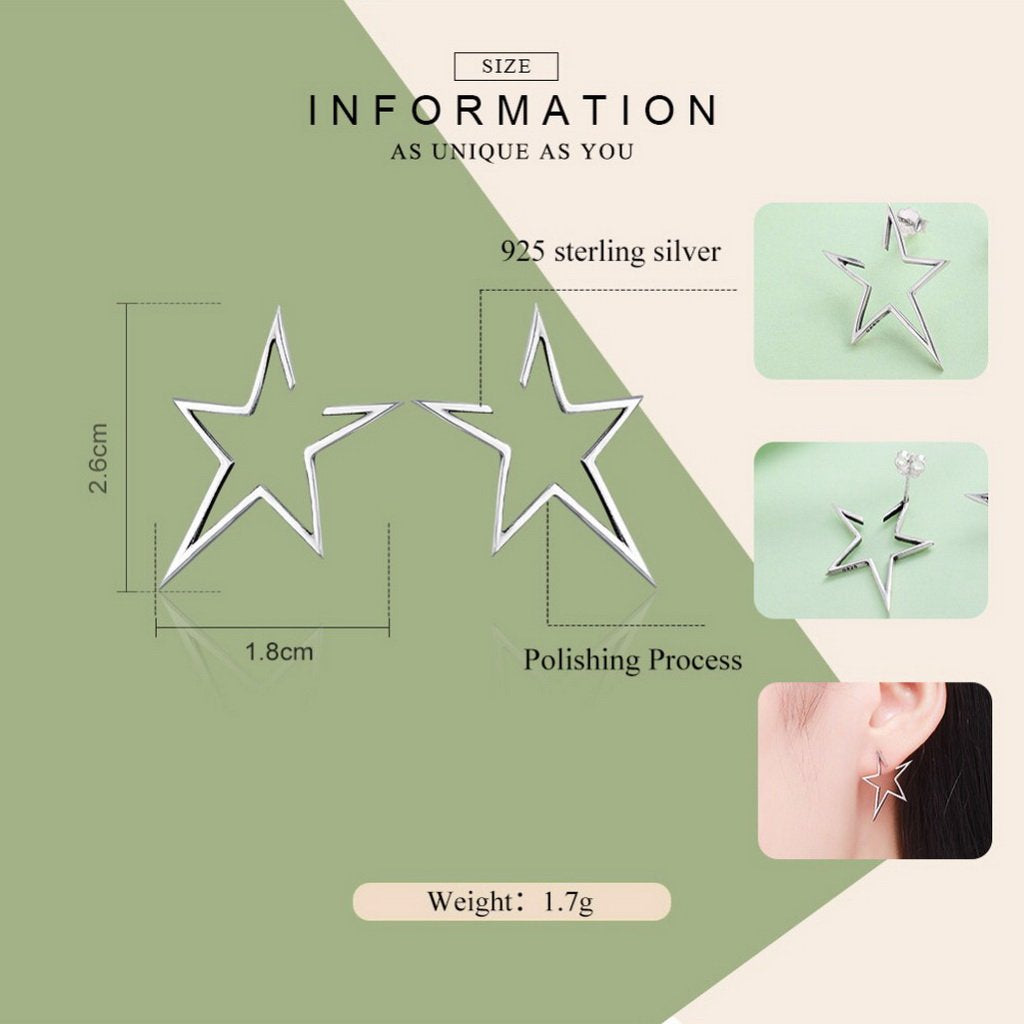 PAHALA 925 Sterling Silver Super Star Party Wedding Stud Earrings