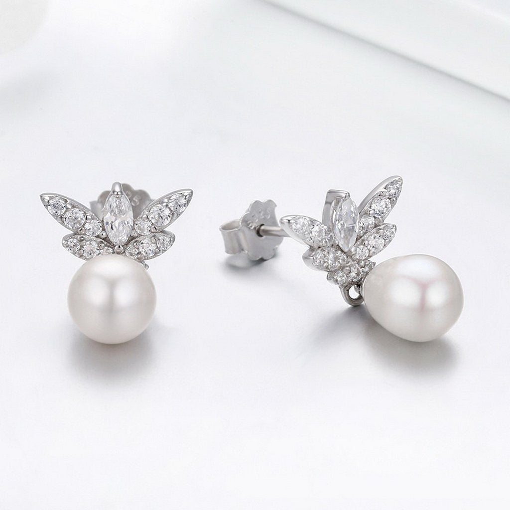 PAHALA 925 Sterling Silver Luminous Butterfly With Crystals Stud Earrings