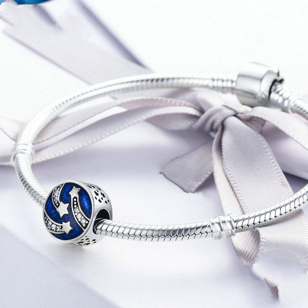 PAHALA 925 Sterling Silver Lovely Star Enamel with Crystals Charms Beads