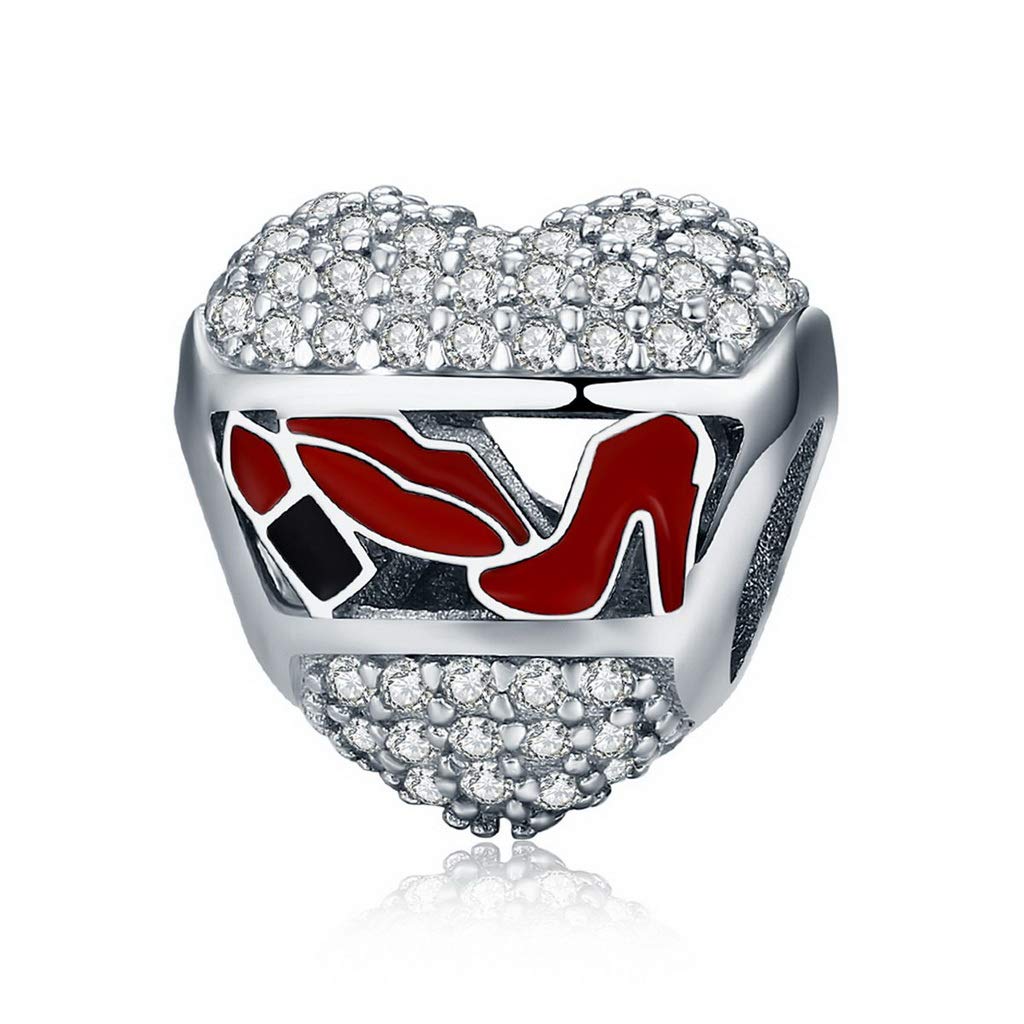 PAHALA 925 Strling Silver Cosmetic in Heart Crystal Charms