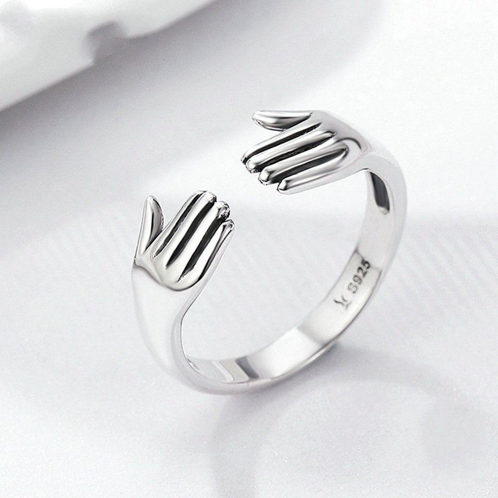 PAHALA 925 Sterling Silver Double Layer Hug Weeding Party Band Ring