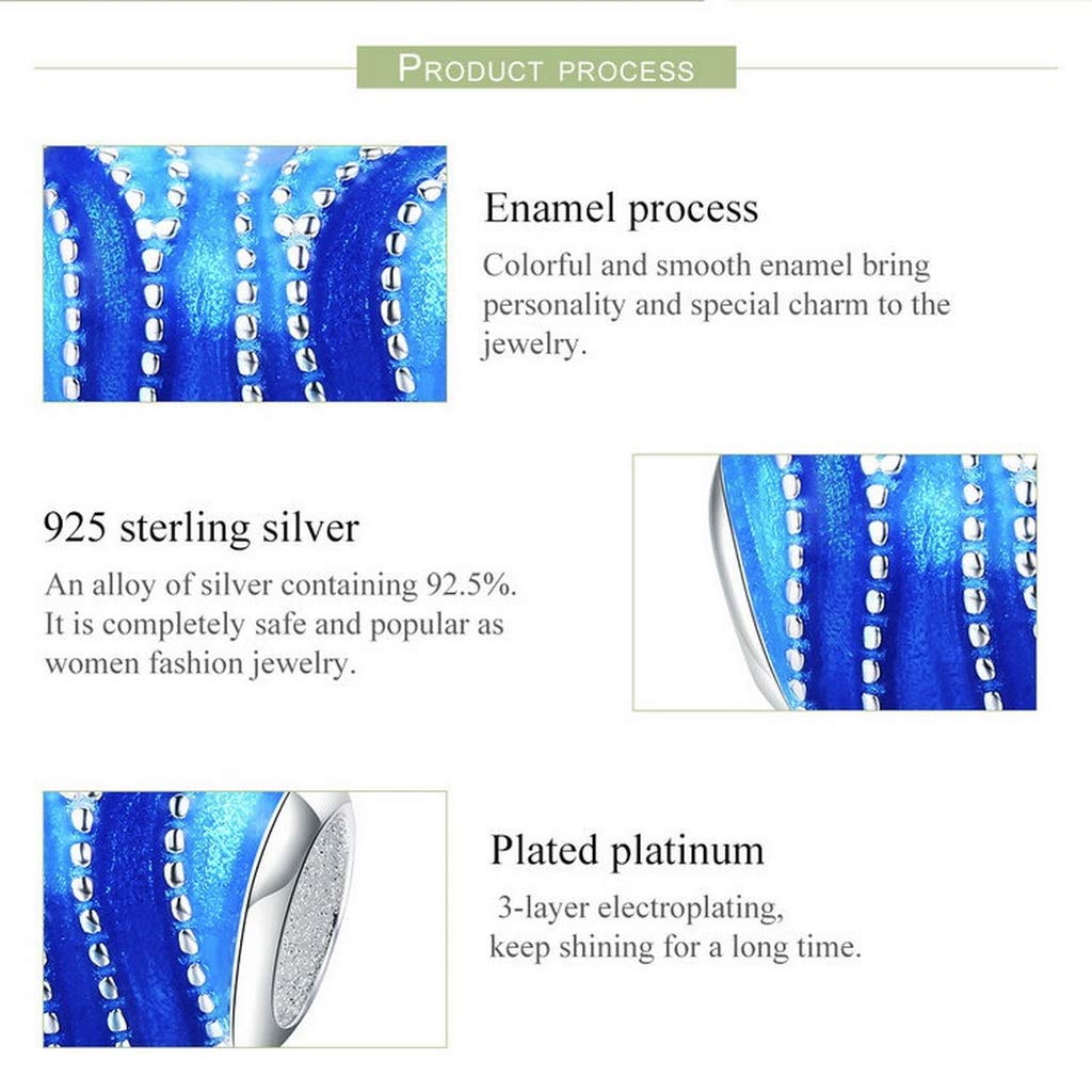 PAHALA 925 Strling Silver Blue Enamel Heart Charms Charm