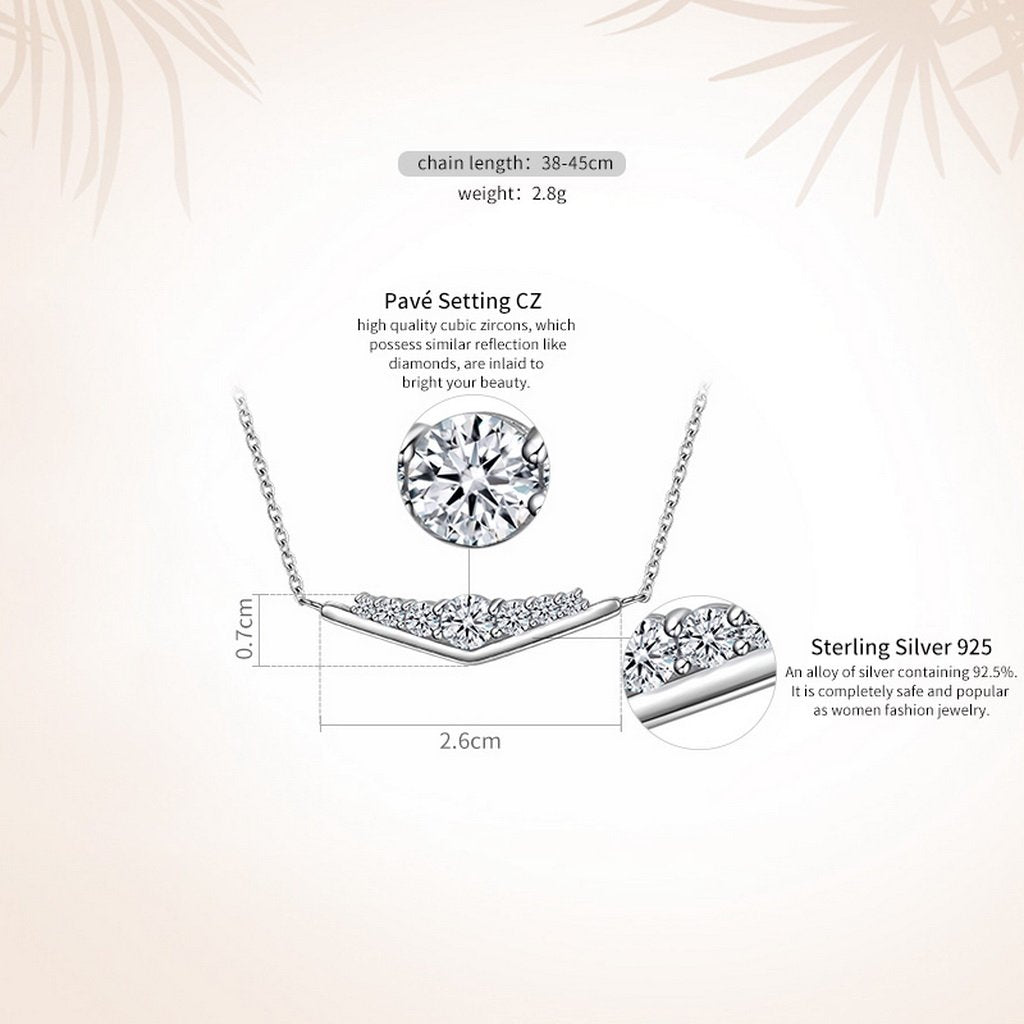 PAHALA 925 Sterling Silver Triangle with Crystals Clear CZ Pendant Necklace