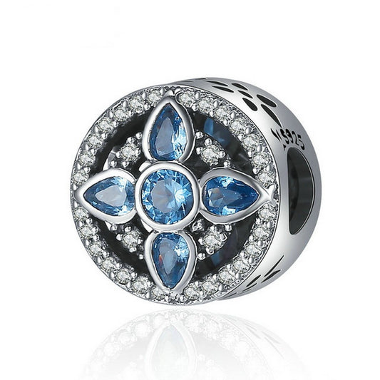 PAHALA 925 Sterling Silver Land Radiant with Blue Crystals Charm Bead