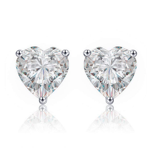 PAHALA 925 Sterling Silver Luminous Heart Stud Crystal Stud Earrings