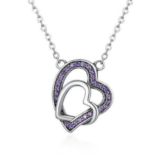 PAHALA 925 Sterling Silver Remember Me Heart with Crystals Pendant Necklace