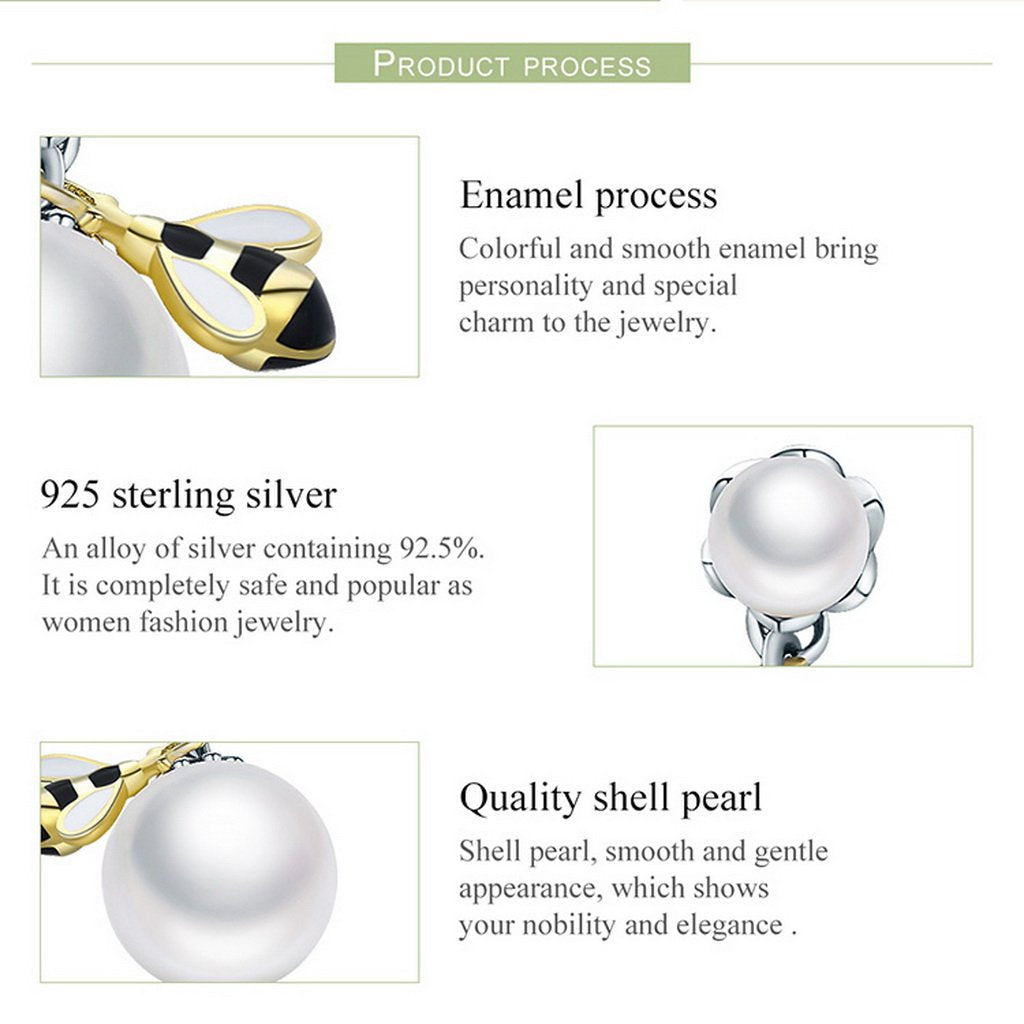 PAHALA 925 Sterling Silver Busy Bee With Honey Party Wedding Stud Earrings