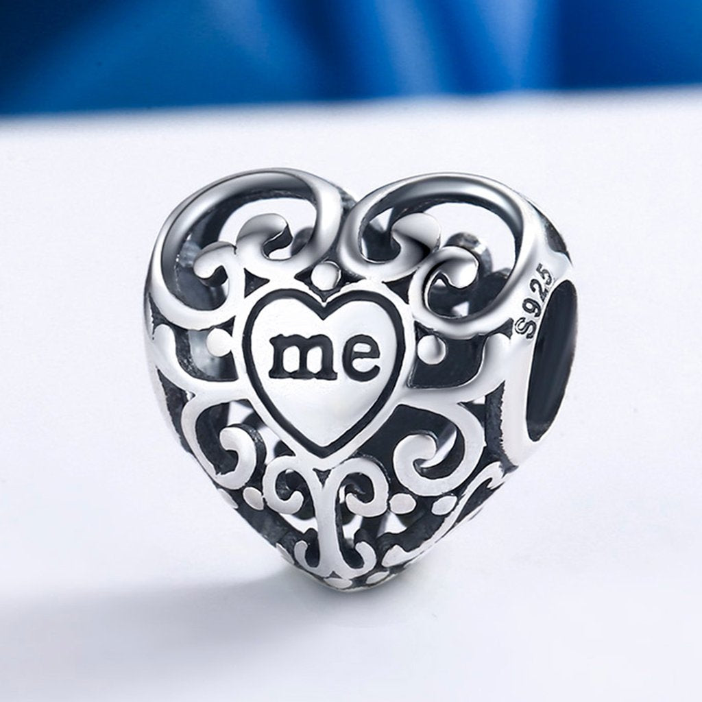 PAHALA 925 Strling Silver You and Me Flower Charms Fit Bracelets Necklace