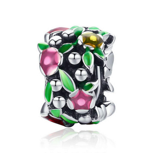 PAHALA 925 Strling Silver Flower Wall Spacer Enamel Charms