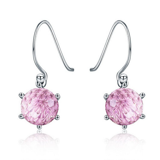 PAHALA 925 Sterling Silver Pink Crystal Long Tassel Earrings