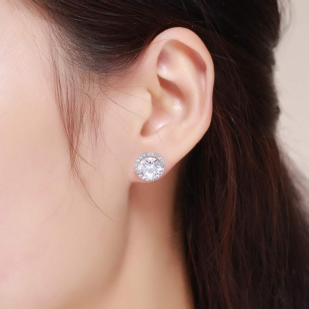 PAHALA 925 Sterling Silver Dazzling Small Crystal Stud Earrings