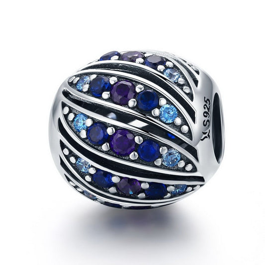 PAHALA 925 Sterling Silver Peacock Blue Crystals Charm Bead