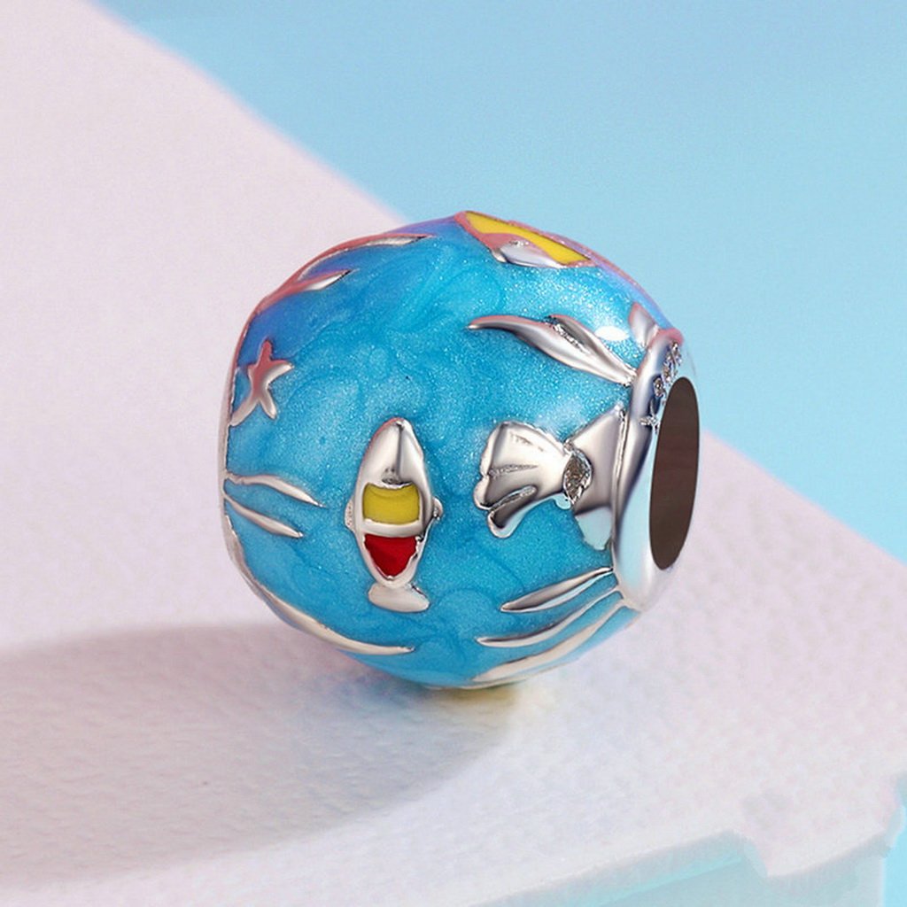 PAHALA 925 Sterling Silver Undersea World with Blue Enamel Charm Bead