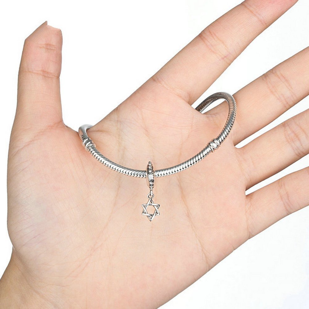 PAHALA 925 Strling Silver Star Polygon Charms Pendant Fit Bracelets Necklace