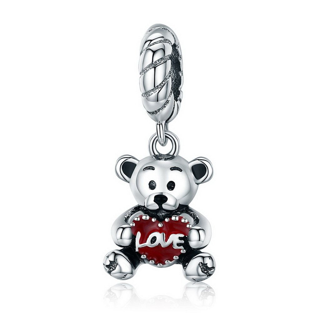 PAHALA 925 Sterling Silver Little Bear Love Enamel Charm Bead